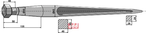 Frontlastertand - 1100mm - JDD Utstyr