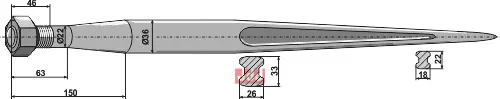 Frontlastertand - 1100mm - JDD Utstyr