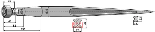 Frontlastertand - 1200mm - JDD Utstyr