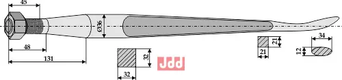 Frontlastertand  (Skeformet) - 1250mm - JDD Utstyr