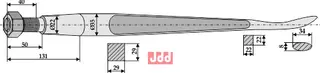 Frontlastertand  (Skeformet) - 1250mm