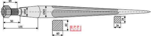 Frontlastertand - 1250mm - JDD Utstyr