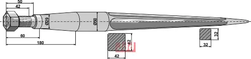 Frontlastertand - 1250mm - JDD Utstyr