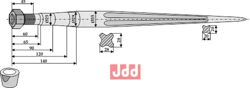 Frontlastertand - 1400mm - JDD Utstyr