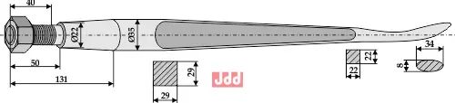 Frontlastertand  (Skeformet) - 1400mm - JDD Utstyr