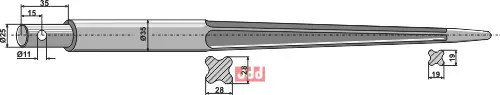 Frontlastertand - 1400mm - JDD Utstyr