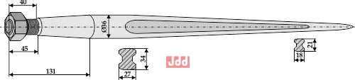 Frontlastertand - 1400mm - JDD Utstyr