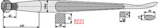 Frontlastertand  (Skeformet) - 1400mm