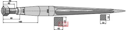 Frontlastertand - 1400mm - JDD Utstyr
