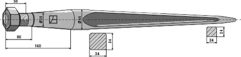 Frontlastertind 1250 mm M30x2