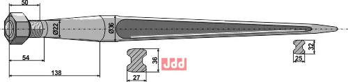Frontlastertand - 600mm - JDD Utstyr