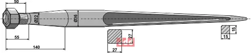 Frontlastertand - 800mm - JDD Utstyr