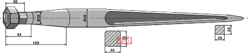 Frontlastertand ekstra stærk - 800mm - JDD Utstyr