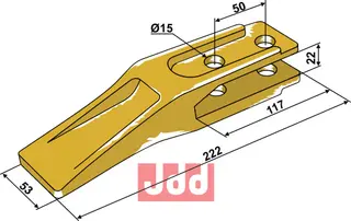Standard tenner til frontlaster Lengde 222 mm, hull 15 mm