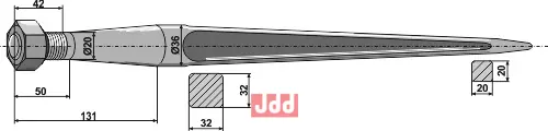 Frontlastertand - 610mm - JDD Utstyr