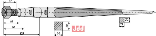Frontlastertand - 605mm - JDD Utstyr
