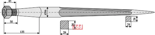 Frontlastertand - 600mm - JDD Utstyr