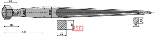 Frontlastertand - 680mm - JDD Utstyr