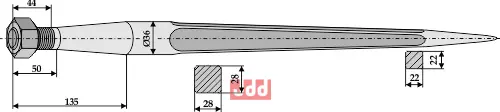 Frontlastertand - 680mm - JDD Utstyr
