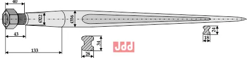 Frontlastertand - 810mm - JDD Utstyr