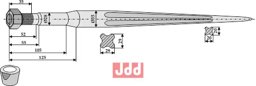 Frontlastertand - 800mm - JDD Utstyr