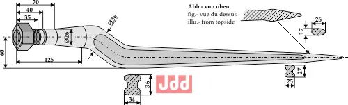 Frontlastertand Ensilage - 800mm - JDD Utstyr