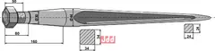 Frontlastertand ekstra stærk - 810mm