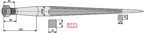 Frontlastertand - 800mm til Dalen Passer til Dalen rundballespyd