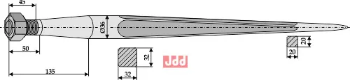 Frontlastertand - 800mm - JDD Utstyr