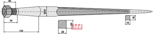 Frontlastertand - 800mm - JDD Utstyr