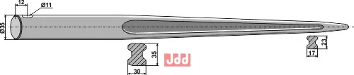 Frontlastertand - 850mm - JDD Utstyr