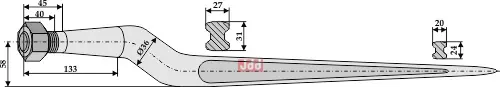 Frontlastertand Ensilage - 880mm - JDD Utstyr