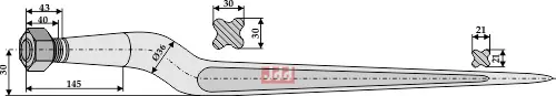 Frontlastertand Ensilage - 950mm - JDD Utstyr