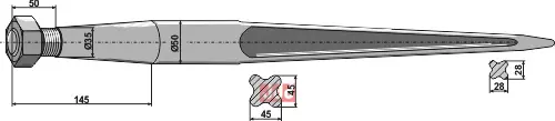 Frontlastertand ekstra stærk - 1010mm - JDD Utstyr