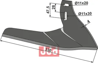 Planetblad venstre til Carré Lengde 330 mm, 11 hull