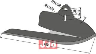 Vinklet skjær til Carré Lengde 430mm, arbeid 160mm