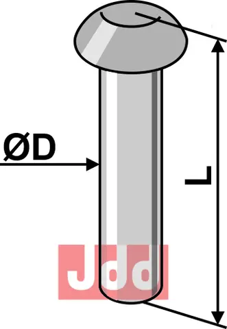 Button head rivet Ø7x25 Ø7mm, 25mm lengde