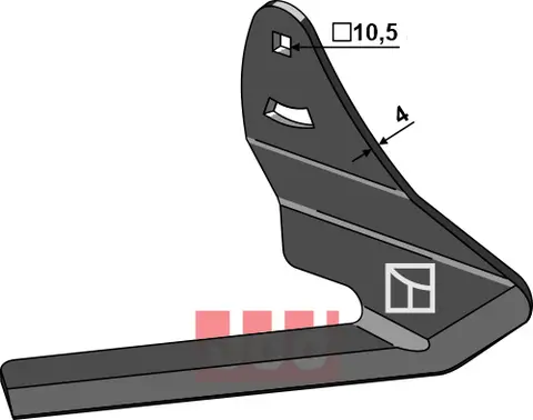 Vinklet vingeskjær til Steketee Arbeidsbredde 175 mm - 10,5 mm hull