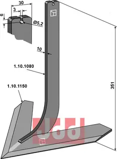 Tand med skjær 320mm Steketee