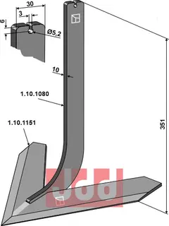 Tand med skjær 340mm Steketee