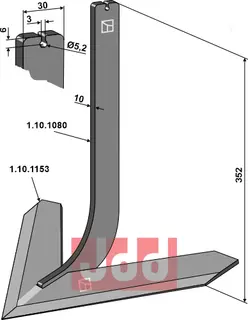 Tand med skjær 380mm Steketee