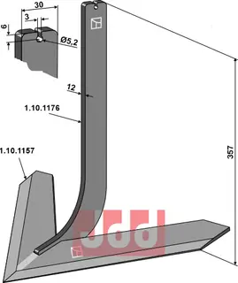 Tand med skjær 550mm Steketee