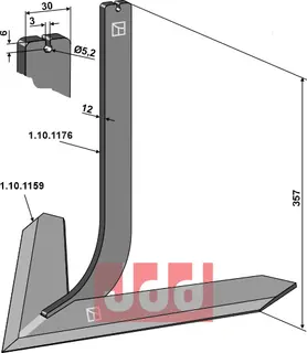 Tand med skjær 650mm Steketee