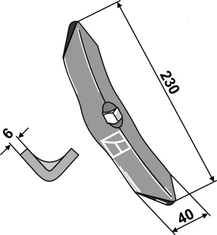 Harv spiss 230x40x6 mm Til Kverneland