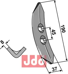 Harvspiss 190x37x8mm (2 hul) Väderstad