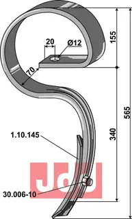 Harvetann 45 x 10 m. Spiss Kverneland/Dal-Bo