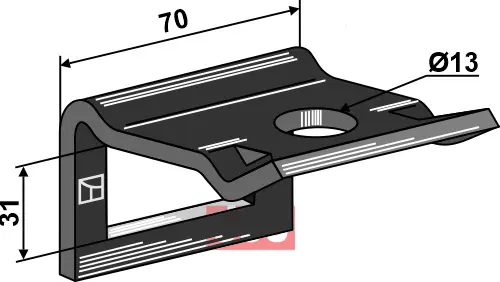 Holder til tand 40 x 20 - JDD Utstyr