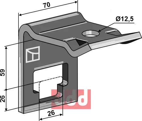 Holder til tand 25 x 25 - JDD Utstyr