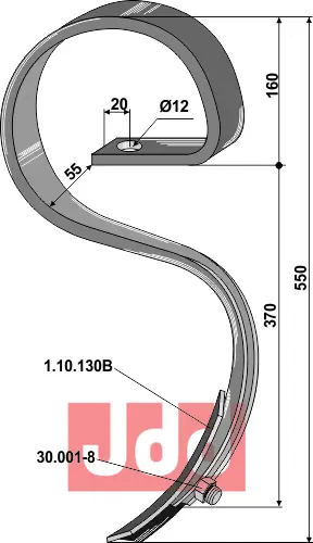 Harvetann 32 x 10 m. Spiss - JDD Utstyr