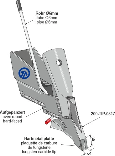 Quick change knife til Bourgault Passer til Bourgault såmaskin